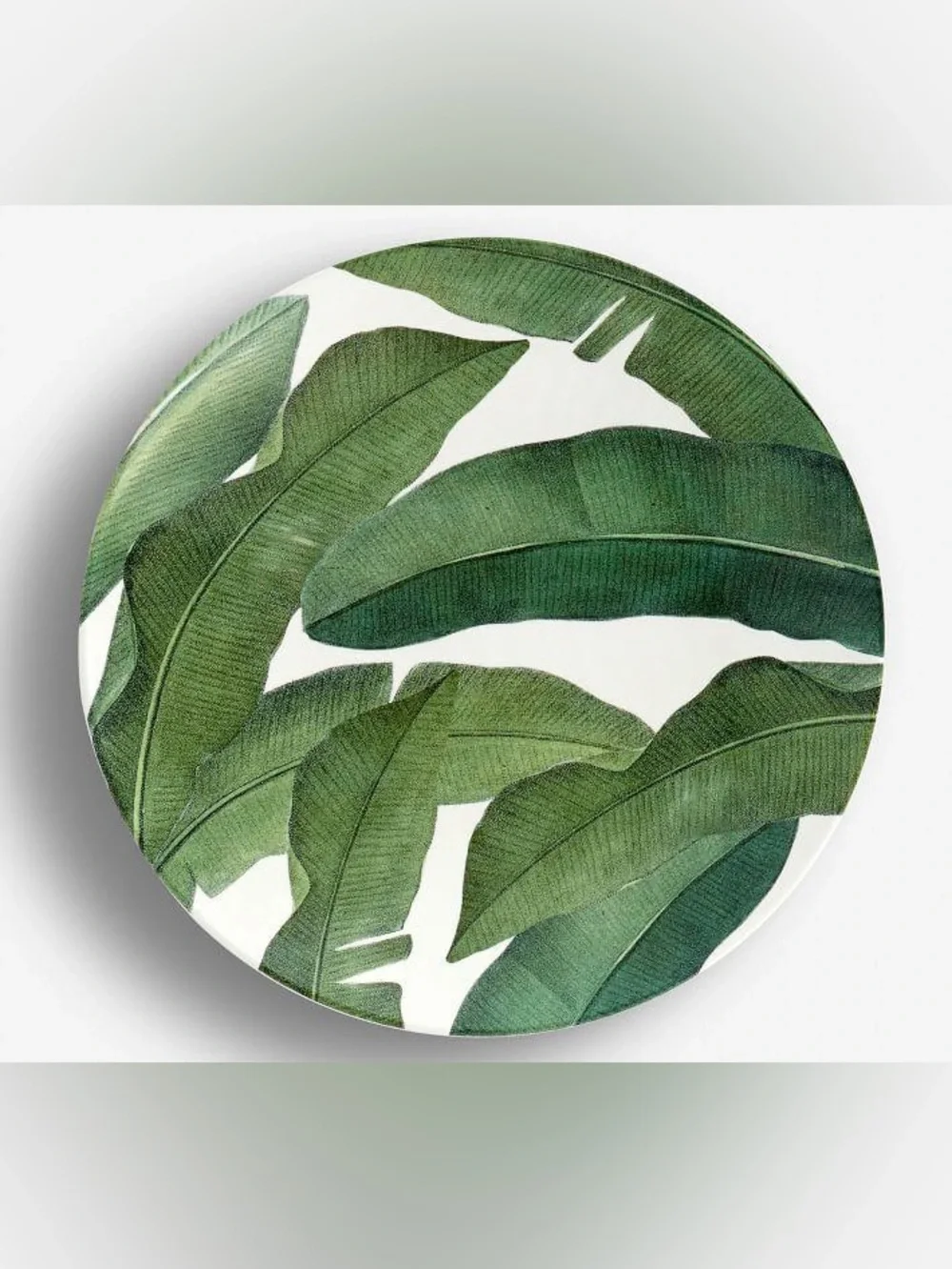 Pottery Barn Melamine Outdoor Dinner Plate Banana Palm Print Set of 4